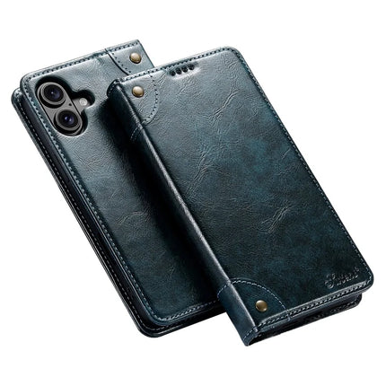 SUTENI For iPhone 16 Plus Case PU Leather Stand Wallet Phone Cover - Blue