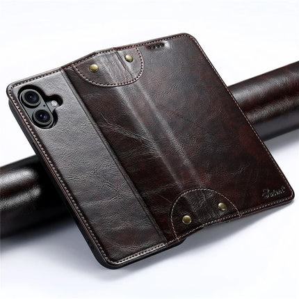 SUTENI For iPhone 16 Plus Case PU Leather Stand Wallet Phone Cover