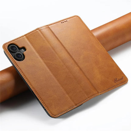 SUTENI For iPhone 16 Plus Case PU Leather Wallet Stand Magnetic Closing Phone Cover