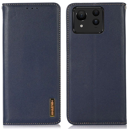 KHAZNEH For Asus Zenfone 11 Ultra 5G Case Genuine Cow Leather Wallet Phone Cover Nappa Texture - Blue