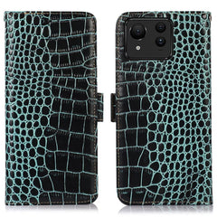 For Asus Zenfone 11 Ultra 5G Case Crocodile Texture Genuine Cow Leather Phone Wallet Cover - Green