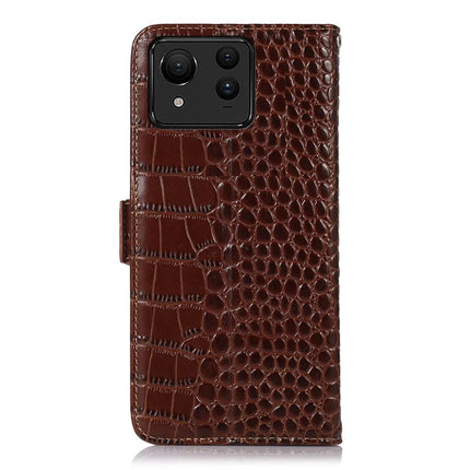 For Asus Zenfone 11 Ultra 5G Case Crocodile Texture Genuine Cow Leather Phone Wallet Cover