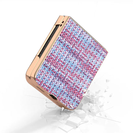 For Motorola Razr 50 Ultra 5G Case Electroplating Edge Plaid Texture PU Leather+PC Phone Cover