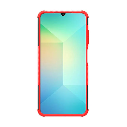 For Samsung Galaxy A06 Case PC+TPU Tyre Pattern Slim Phone Cover with Kickstand