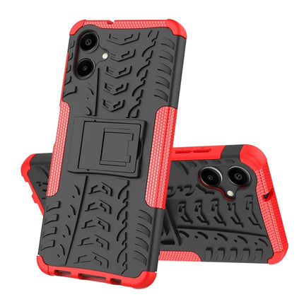 For Samsung Galaxy A06 Case PC+TPU Tyre Pattern Slim Phone Cover with Kickstand