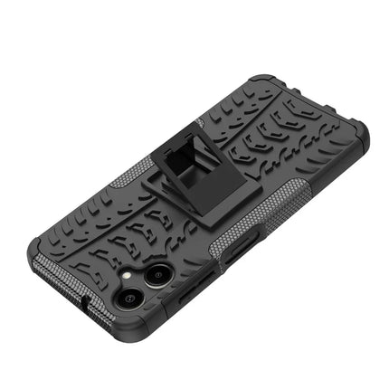 For Samsung Galaxy A06 Case PC+TPU Tyre Pattern Slim Phone Cover with Kickstand