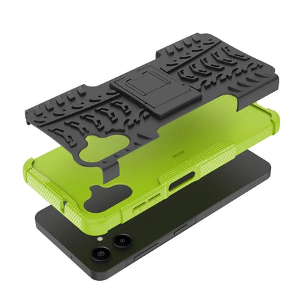 For Samsung Galaxy A06 Case PC+TPU Tyre Pattern Slim Phone Cover with Kickstand