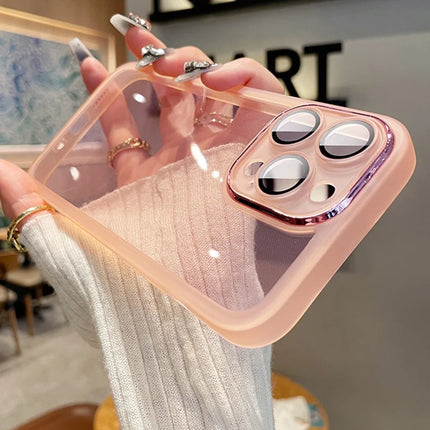 For iPhone 16 Pro Case Gradient Glitter Shockproof PC+TPU Phone Cover with Lens Film