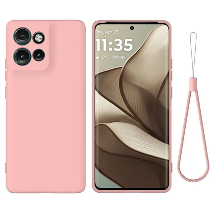 For Motorola Edge 50 Neo 5G / Moto S50 5G / Thinkphone 25 5G Case Liquid Silicone Anti-Scratch Phone Cover with Hand Strap - Pink