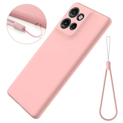 For Motorola Edge 50 Neo 5G / Moto S50 5G / Thinkphone 25 5G Case Liquid Silicone Anti-Scratch Phone Cover with Hand Strap