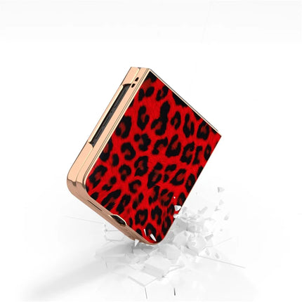 For Motorola Razr 50 Ultra 5G Case Electroplating Leopard Pattern PU+TPU Phone Cover
