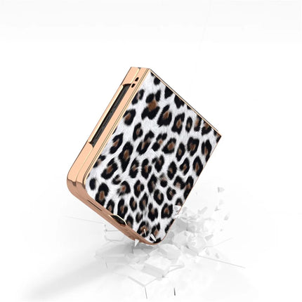 For Motorola Razr 50 Ultra 5G Case Electroplating Leopard Pattern PU+TPU Phone Cover