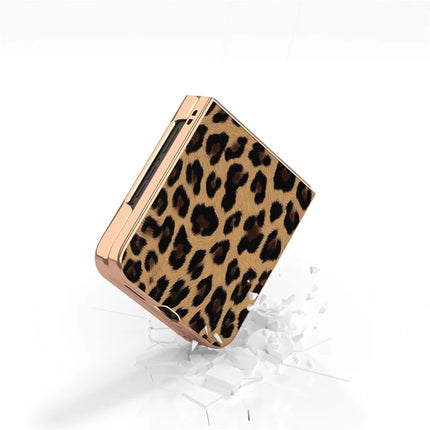 For Motorola Razr 50 Ultra 5G Case Electroplating Leopard Pattern PU+TPU Phone Cover