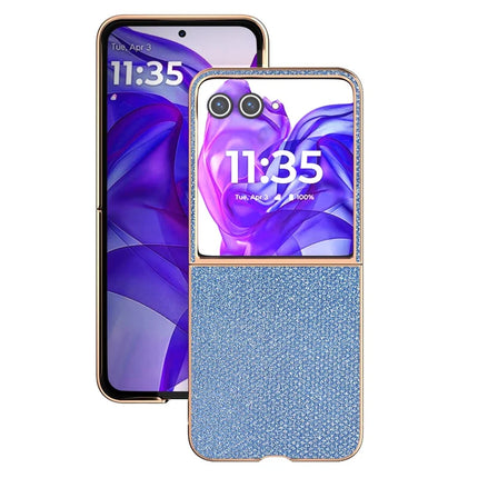 For Motorola Razr 50 Ultra 5G Case Rhinestone Texture PU+TPU Phone Cover Electroplating Edge