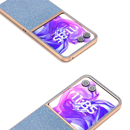For Motorola Razr 50 Ultra 5G Case Rhinestone Texture PU+TPU Phone Cover Electroplating Edge