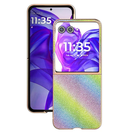 For Motorola Razr 50 Ultra 5G Case Rhinestone Texture PU+TPU Phone Cover Electroplating Edge