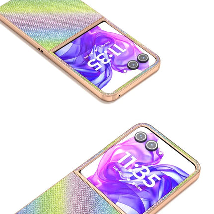 For Motorola Razr 50 Ultra 5G Case Rhinestone Texture PU+TPU Phone Cover Electroplating Edge