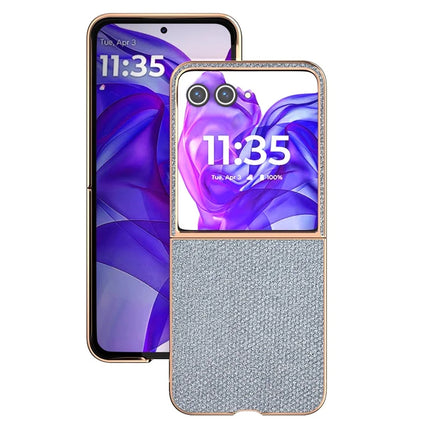 For Motorola Razr 50 Ultra 5G Case Rhinestone Texture PU+TPU Phone Cover Electroplating Edge