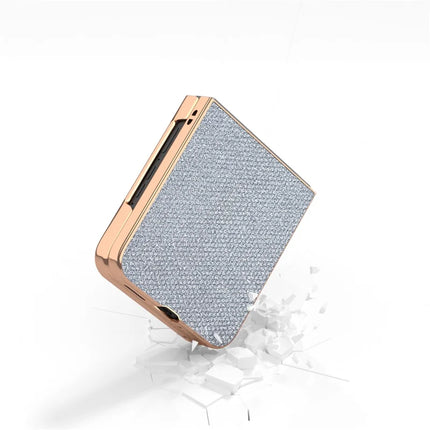 For Motorola Razr 50 Ultra 5G Case Rhinestone Texture PU+TPU Phone Cover Electroplating Edge