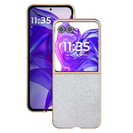 For Motorola Razr 50 Ultra 5G Case Rhinestone Texture PU+TPU Phone Cover Electroplating Edge