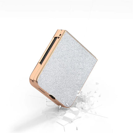 For Motorola Razr 50 Ultra 5G Case Rhinestone Texture PU+TPU Phone Cover Electroplating Edge