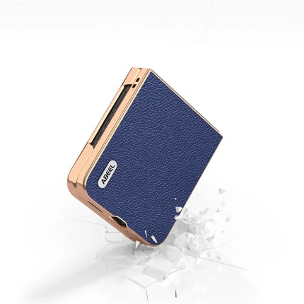 ABEEL For Motorola Razr 50 Ultra 5G Case Genuine Cow Leather+PC+TPU Electroplating Phone Cover