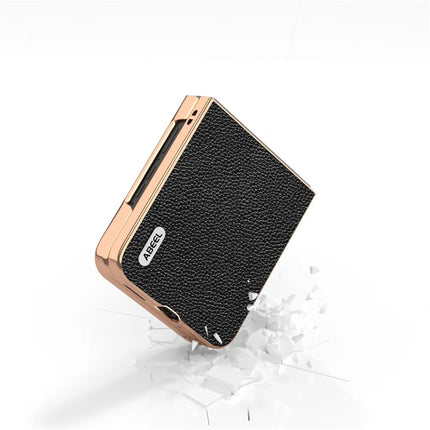 ABEEL For Motorola Razr 50 Ultra 5G Case Genuine Cow Leather+PC+TPU Electroplating Phone Cover