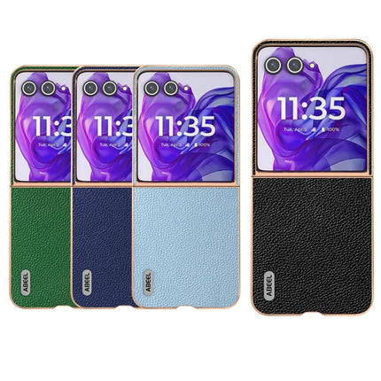 ABEEL For Motorola Razr 50 Ultra 5G Case Genuine Cow Leather+PC+TPU Electroplating Phone Cover