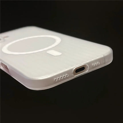 For iPhone 16 Plus Case Corrugated Texture Hard PC Phone Cover Compatible with MagSafe