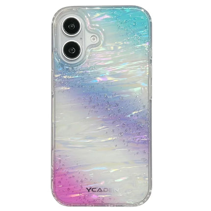 For iPhone 16 Plus Case Colorful Design Shockproof Hard PC Phone Shell - Blue / Red