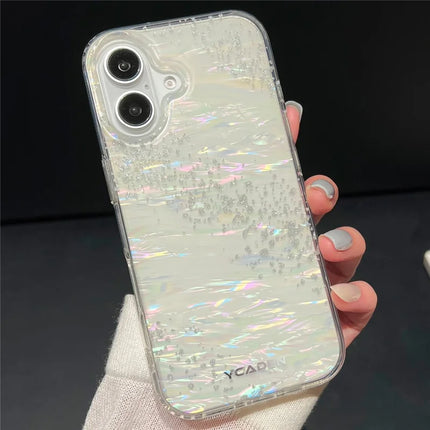 For iPhone 16 Plus Case Colorful Design Shockproof Hard PC Phone Shell - White