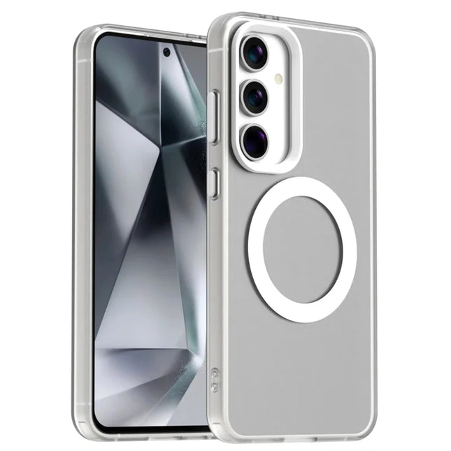 Candy Series For Samsung Galaxy S23 FE Case Compatible with MagSafe PC+TPU+PET Anti-Drop Phone Cover - White