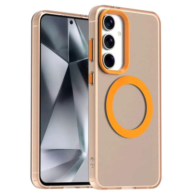 Candy Series For Samsung Galaxy S23 FE Case Compatible with MagSafe PC+TPU+PET Anti-Drop Phone Cover - Orange
