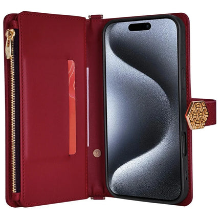 For iPhone 16 Pro Max Case Cross Texture PU Leather+TPU Wallet Phone Cover with Straps