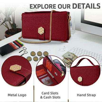 For iPhone 16 Pro Max Case Cross Texture PU Leather+TPU Wallet Phone Cover with Straps