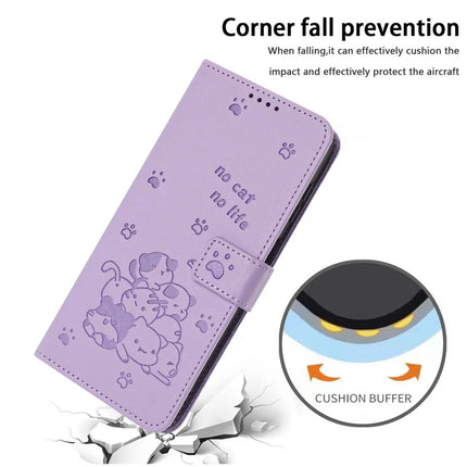 For Samsung Galaxy A05 4G Case with Strap Cats Imprint Leather Wallet Phone Cover