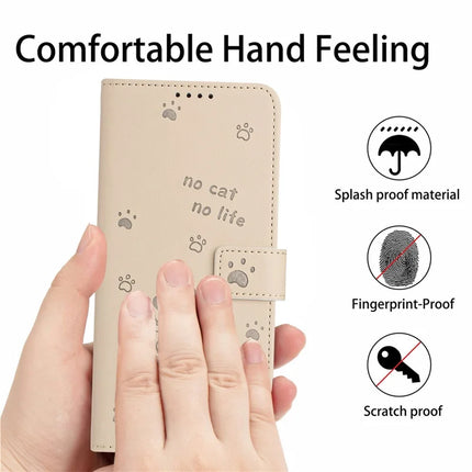 For Samsung Galaxy A05 4G Case with Strap Cats Imprint Leather Wallet Phone Cover