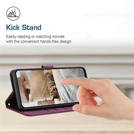 For iPhone 15 Pro Max Case with Strap Cats Imprint Leather Wallet Phone Cover