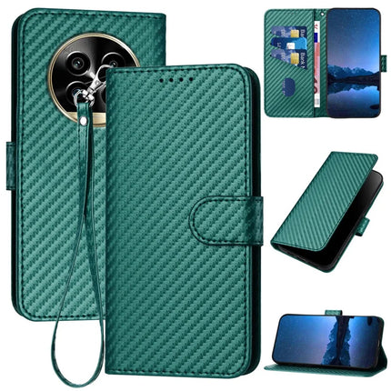 YX0070 For Realme 13 Pro 5G (Global) / 13 Pro+ 5G (Global) Wallet Case Carbon Fiber Texture Leather Cell Accessories Phone Cover - Blackish Green