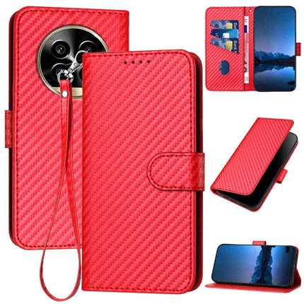 YX0070 For Realme 13 Pro 5G (Global) / 13 Pro+ 5G (Global) Wallet Case Carbon Fiber Texture Leather Cell Accessories Phone Cover - Red