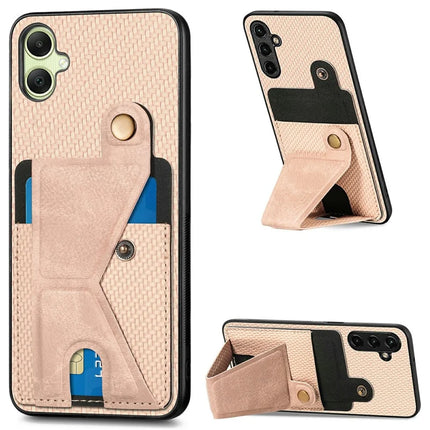 For Samsung Galaxy A06 Case K-Shaped Kickstand Leather+PC+TPU Phone Cover - Apricot