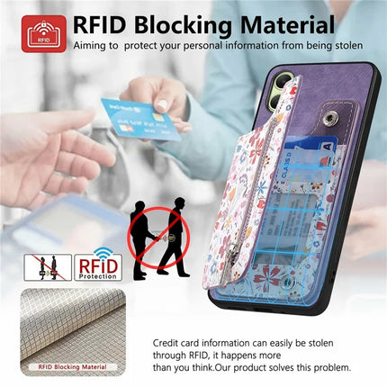 D10 For Samsung Galaxy A06 Case Pattern Kickstand Wallet Leather+TPU Phone Cover RFID Blocking