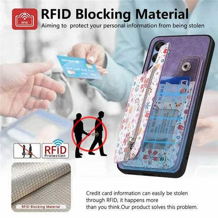 D10 For Samsung Galaxy A16 5G / A16 4G Case Pattern Kickstand Wallet Leather+TPU Phone Cover RFID Blocking