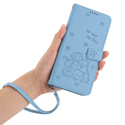 For Motorola Edge 50 Neo 5G / Moto S50 5G / Thinkphone 25 5G Case with Strap Cats Imprint Leather Wallet Phone Cover