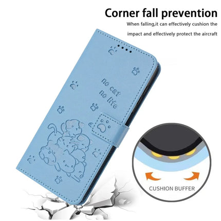 For Motorola Edge 50 Neo 5G / Moto S50 5G / Thinkphone 25 5G Case with Strap Cats Imprint Leather Wallet Phone Cover