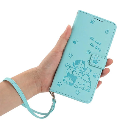 For Motorola Edge 50 Neo 5G / Moto S50 5G / Thinkphone 25 5G Case with Strap Cats Imprint Leather Wallet Phone Cover