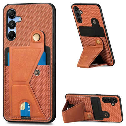 For Samsung Galaxy A16 5G / A16 4G Case K-Shaped Kickstand Leather+PC+TPU Phone Cover - Brown