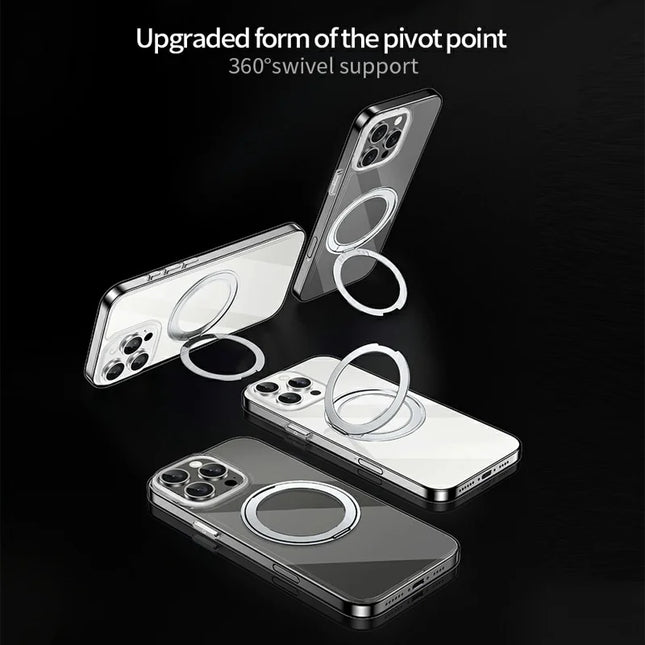 XUNDD Zero Sense Series For iPhone 16 Pro Max Case Compatible with MagSafe Rotating Kickstand PC+TPU Phone Cover
