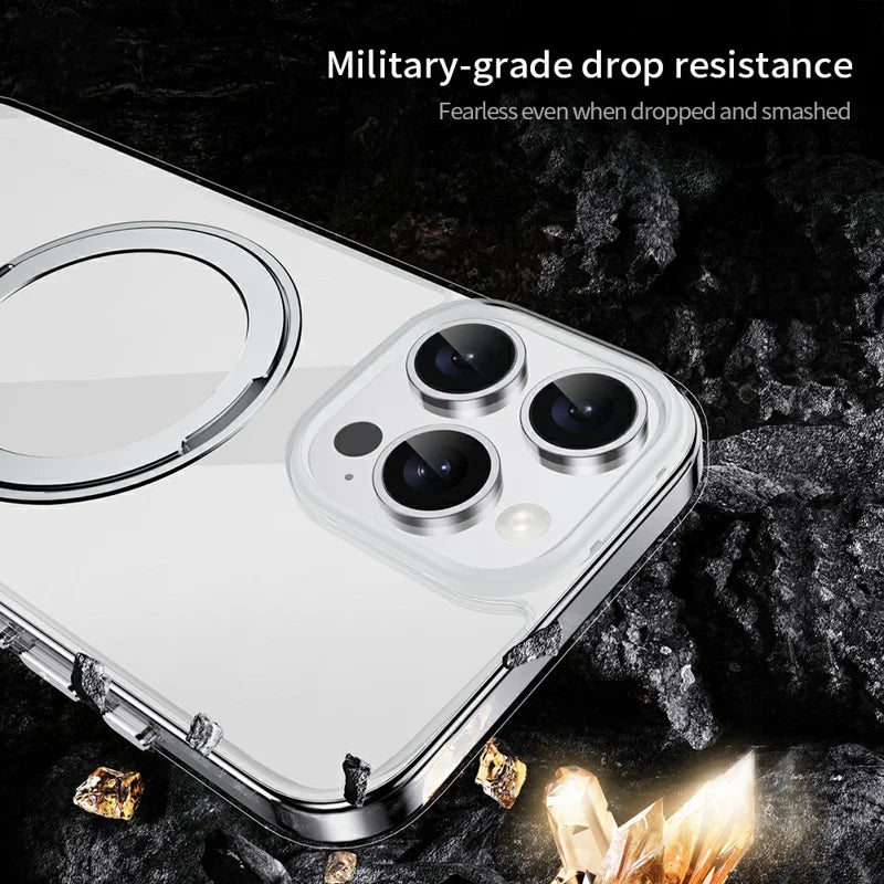 ShopCaseCart Premium Magnetic iPhone 16 Pro Max Protective cover Compatible with MagSafe Rotating Kickstand PC+TPU Phone Guard