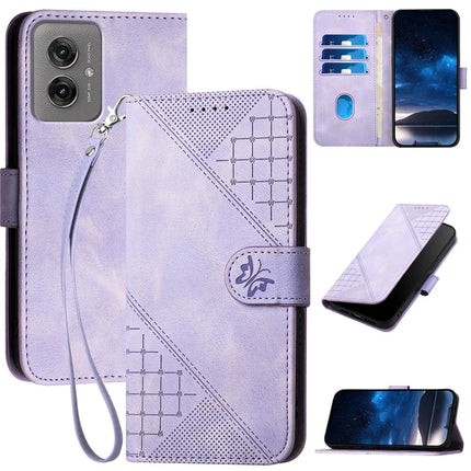 YX0080 For Motorola Moto G55 5G Case Butterfly Imprint Leather Wallet Phone Cover - Light Purple